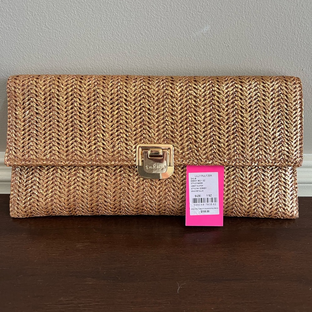 Gold metallic Lilly Pulitzer clutch NWT